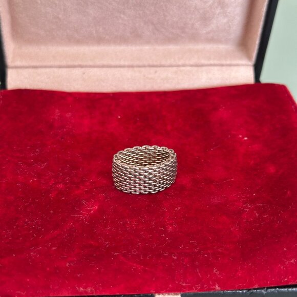 Tiffany & Co Somerset Mesh Ring Sterling Silver 925 – Size 7 Authentic - Picture 7 of 9
